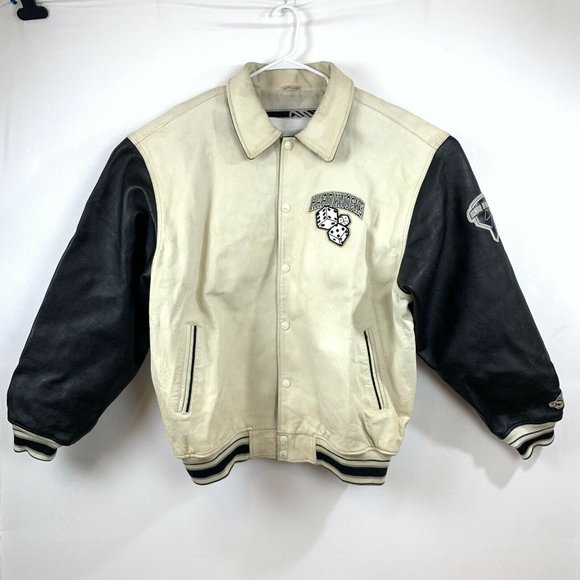 School of Hard Knocks Leather Varsity Jacket Size 2XL Bolo Dice Vintage …